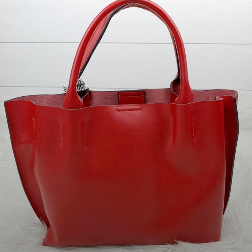 Co-Lab Christopher Kon Leather Tote Bag Purse Red